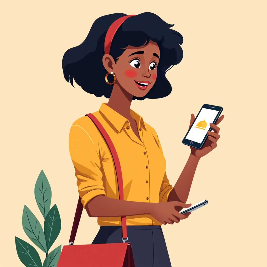 Hotel guest using a self-service hotel app on smartphone